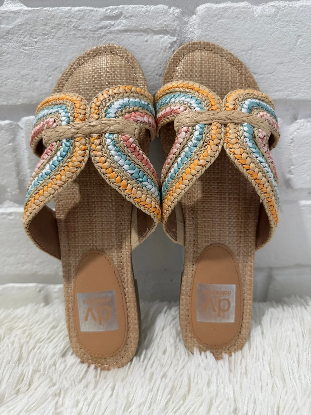 dv by Dolce Vita Multicolor Braided Slide Sandals - Natural